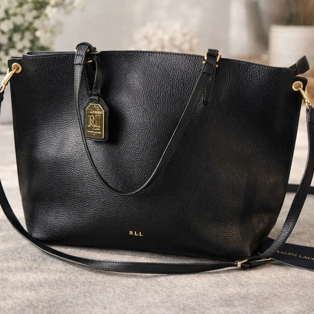 Lauren Ralph Lauren Black Leather Tote Bag – Like New - Picture 3 of 17